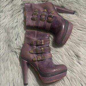 Purple High Heel Ankle Boots